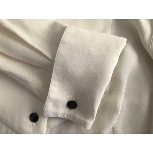 GIORGIO ARMANI 100% Silk French Cuff Tuxedo Blouse Ivory Size 46 Fits US 10-12 - Picture 9 of 9